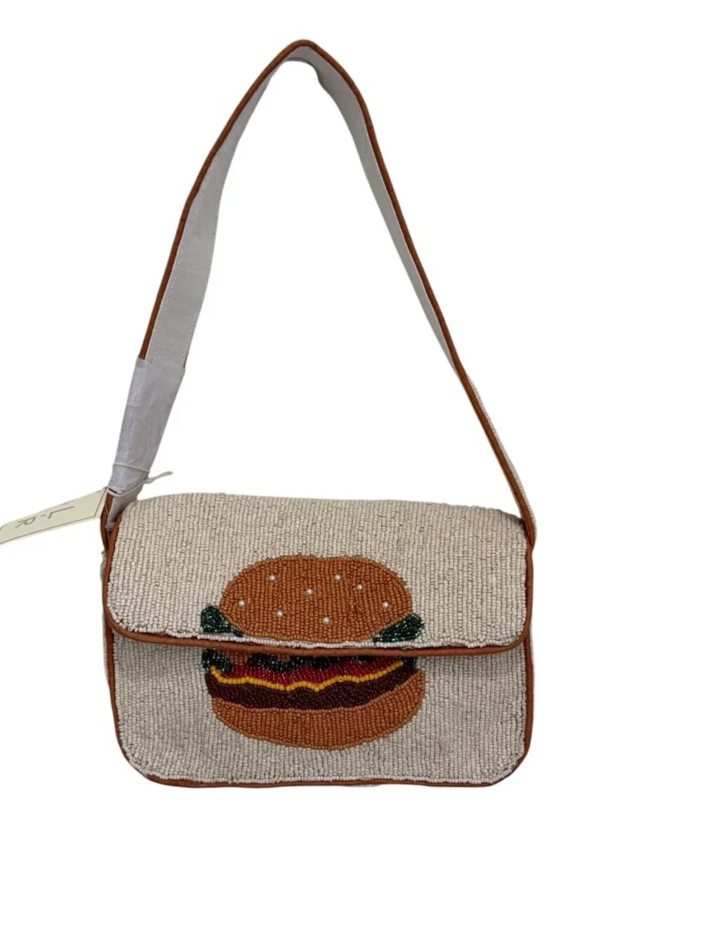 Sol and Mer Hamburger French Fries Burger Beaded Bag Handmade India NWT